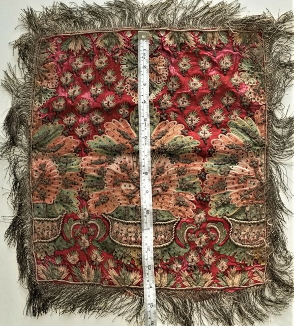 Ottoman Embroidered Pillow Cover, Silk and Gilt Silver Thread, photograph 7