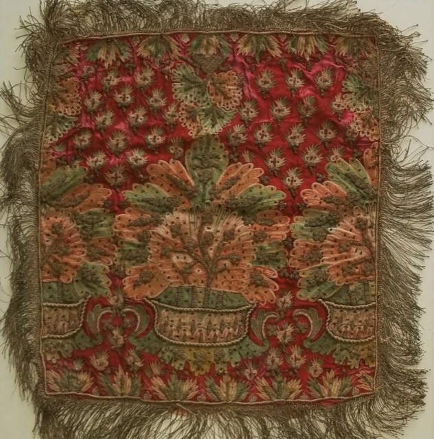 Ottoman Embroidered Pillow Cover, Silk and Gilt Silver Thread, photograph 9
