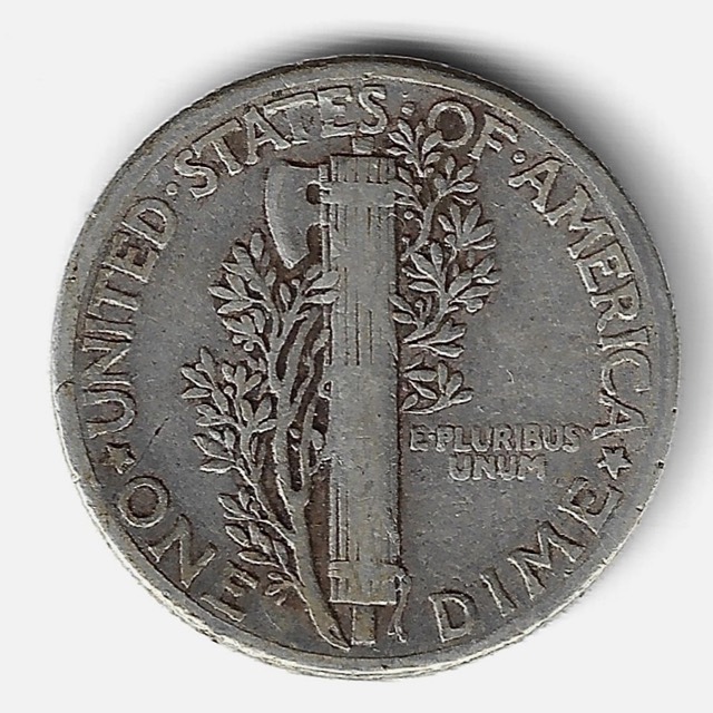 1943-P Mercury Winged Liberty Silver Dime, Philadelphia Mint, photograph 2