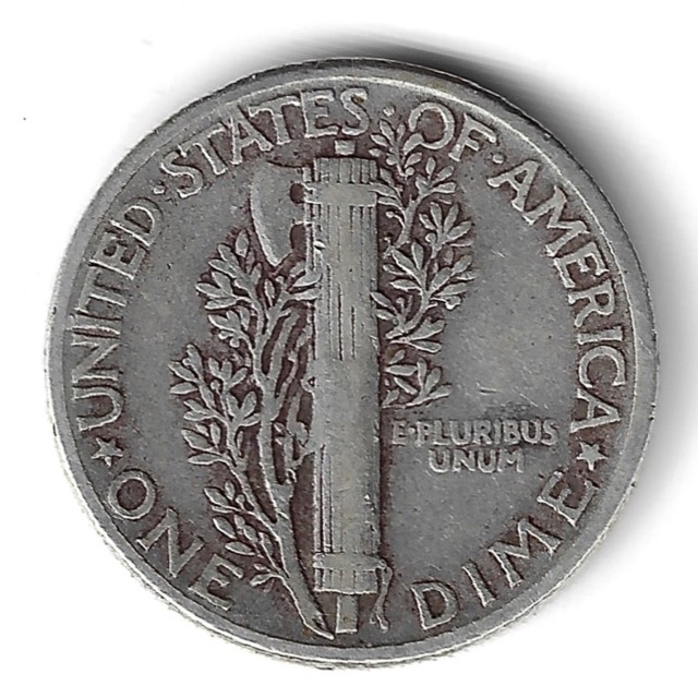 1945-P Mercury Winged Liberty Silver Dime, Philadelphia Mint, photograph 2