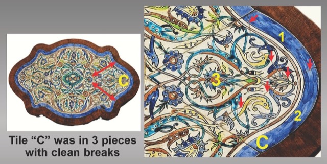 Ottoman Kütahya Tile Panel in a French Fruitwood Table, photograph 9
