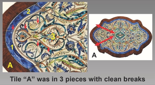 Ottoman Kütahya Tile Panel in a French Fruitwood Table, photograph 10